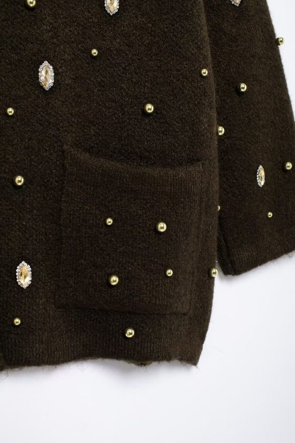 Autumn Beaded Knitted Cardigan Coat - Image 3