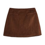 Women’s High-Waist Corduroy A-Line Skirt for Autumn
