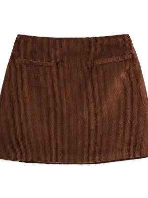 Women’s High-Waist Corduroy A-Line Skirt for Autumn