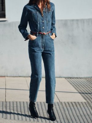 Women’s All-Match Long Sleeve Denim Jumpsuit