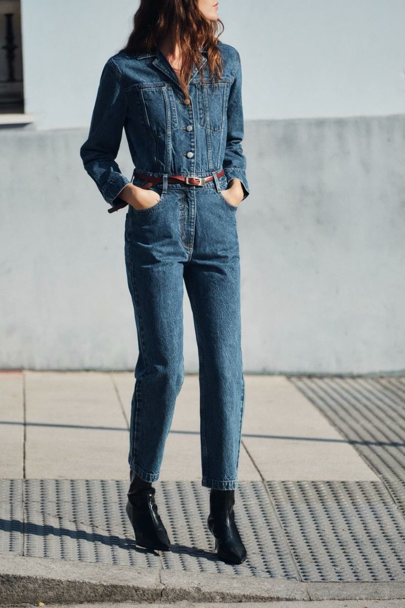 Women’s All-Match Long Sleeve Denim Jumpsuit