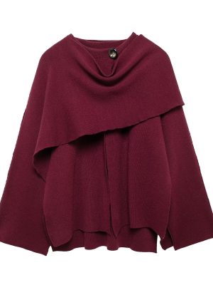 Women’s Asymmetric Scarf Collar Cape Coat