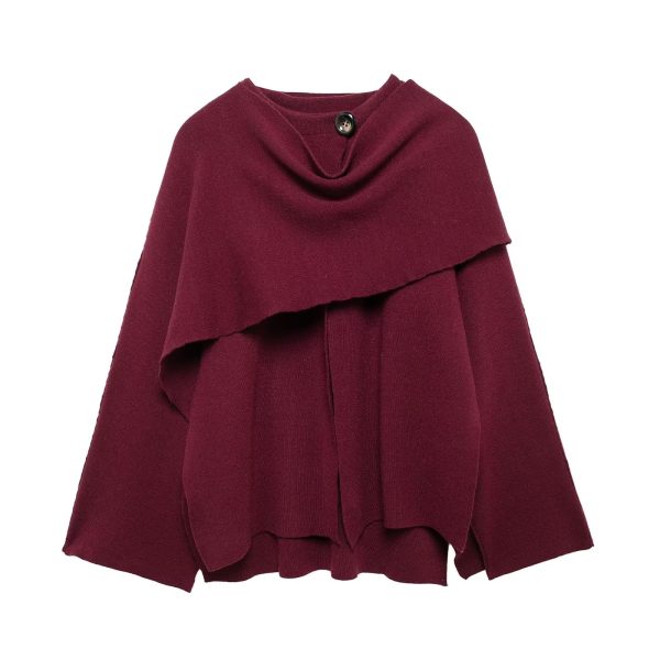 Women’s Asymmetric Scarf Collar Cape Coat