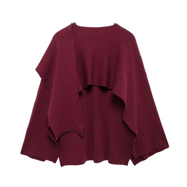 Women’s Asymmetric Scarf Collar Cape Coat - Image 2