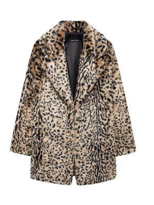 Women’s Animal Pattern Artificial Fur Effect Coat