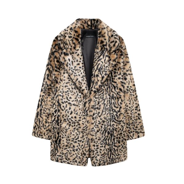 Women’s Animal Pattern Artificial Fur Effect Coat