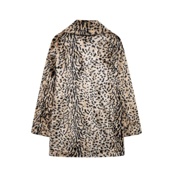 Women’s Animal Pattern Artificial Fur Effect Coat - Image 2