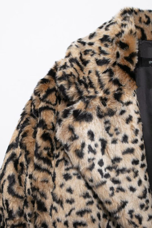 Women’s Animal Pattern Artificial Fur Effect Coat - Image 3