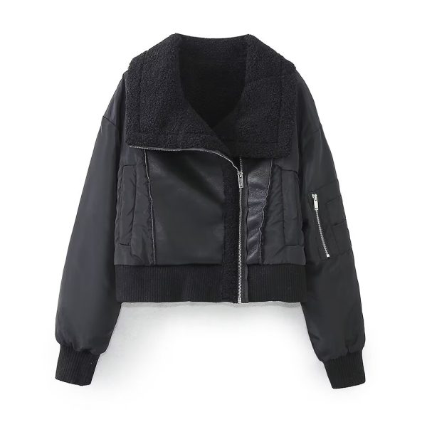 Autumn Winter Patchwork Jacket - Women’s Double-Sided Collared Streetwear - Image 3