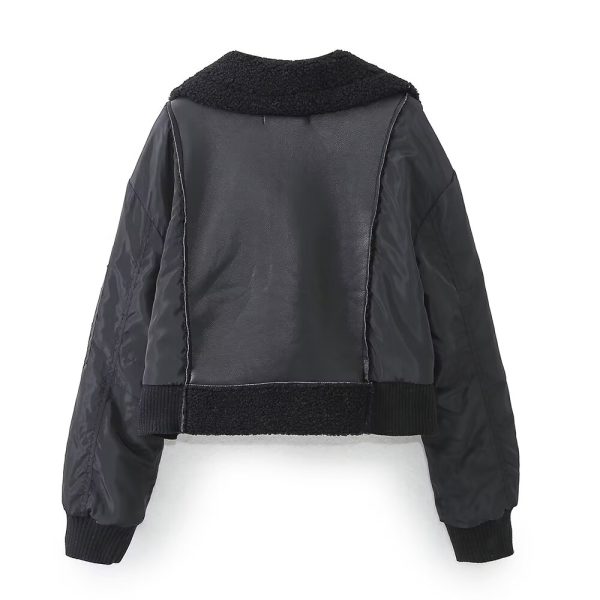 Autumn Winter Patchwork Jacket - Women’s Double-Sided Collared Streetwear - Image 4