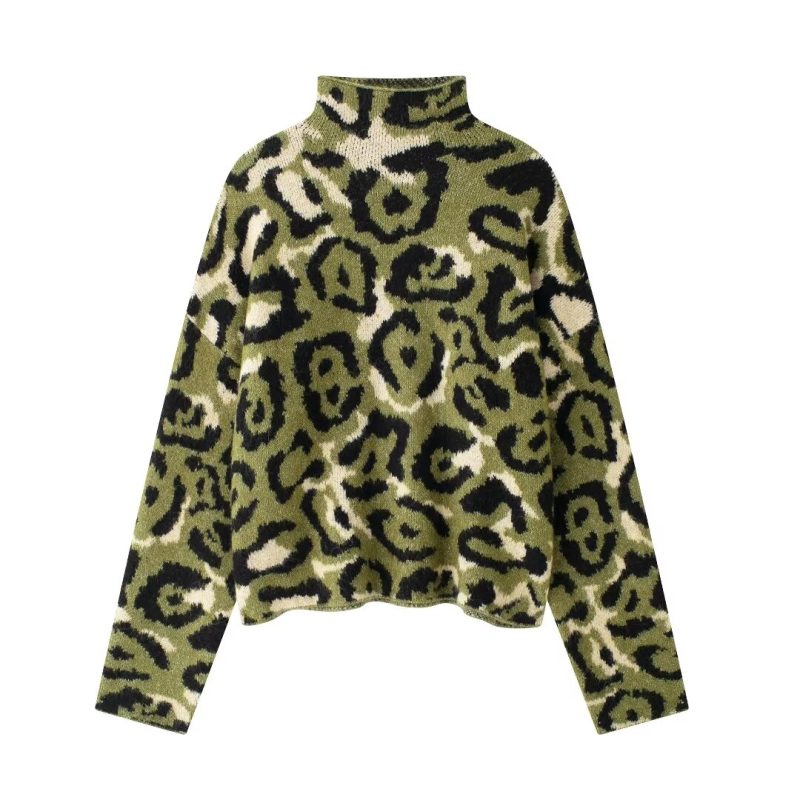 Autumn Women’s Stylish Long Sleeve Animal Pattern Jacquard Sweater