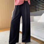Women's Pleated Wide-Leg Pants - Elastic High-Waist French Style - Image 3