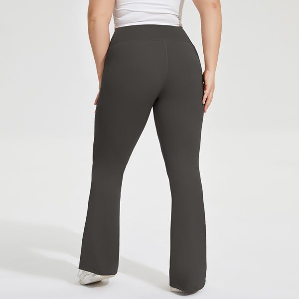 Plus Size Nude Feel Yoga Bell Bottom Peach Lift Fitness Pants - Image 3