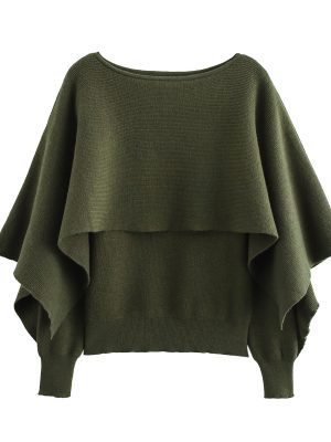 Women’s Vintage Cape-Style Loose Long Sleeve Sweater