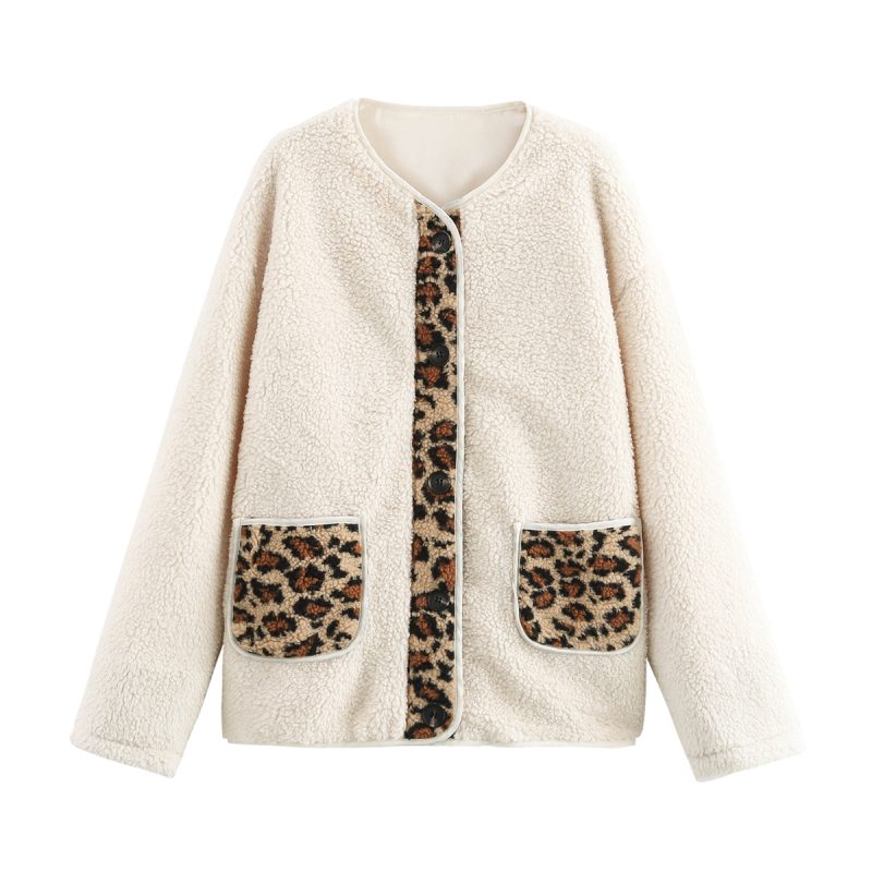 Women’s Autumn Winter Leopard Print Casual Loose Long Sleeve Jacket - Image 4
