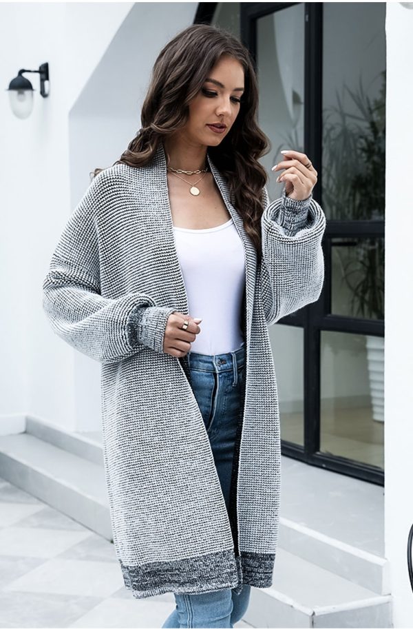 Autumn Winter Mid-Length Casual Knitted Cardigan - Image 2