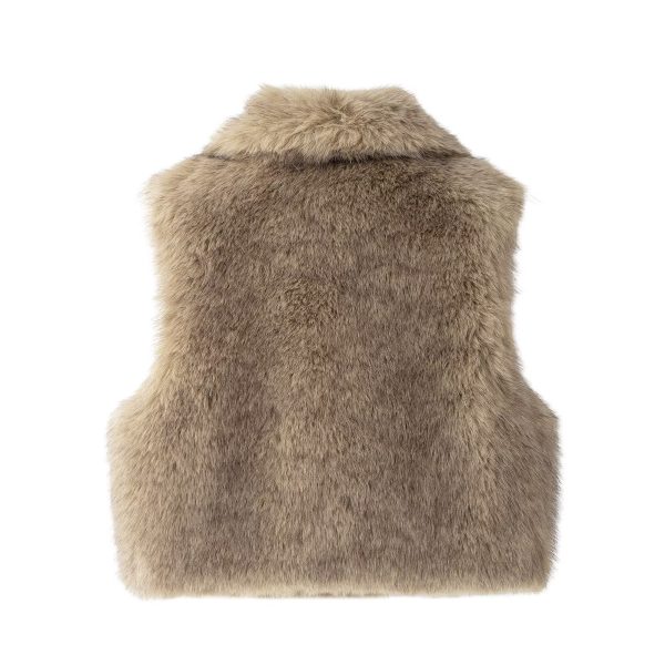 Artificial Fur Vests for Women, Autumn Winter Loose Lapels Short Coat - Image 3