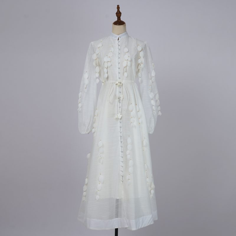 Women Spring and Autumn Long Sleeve Button Single Breasted Maxi Dress - Image 3