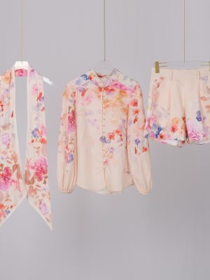 Women’s Spring & Autumn Long Sleeve Printed Button Two-Piece Set