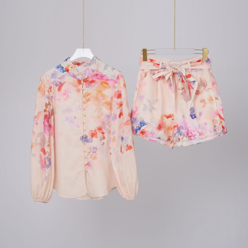 Women’s Spring & Autumn Long Sleeve Printed Button Two-Piece Set - Image 2