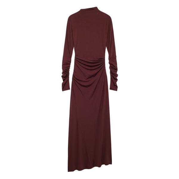 Winter Women’s Elegant Pleated Maxi Dress with Half High Collar - Image 4