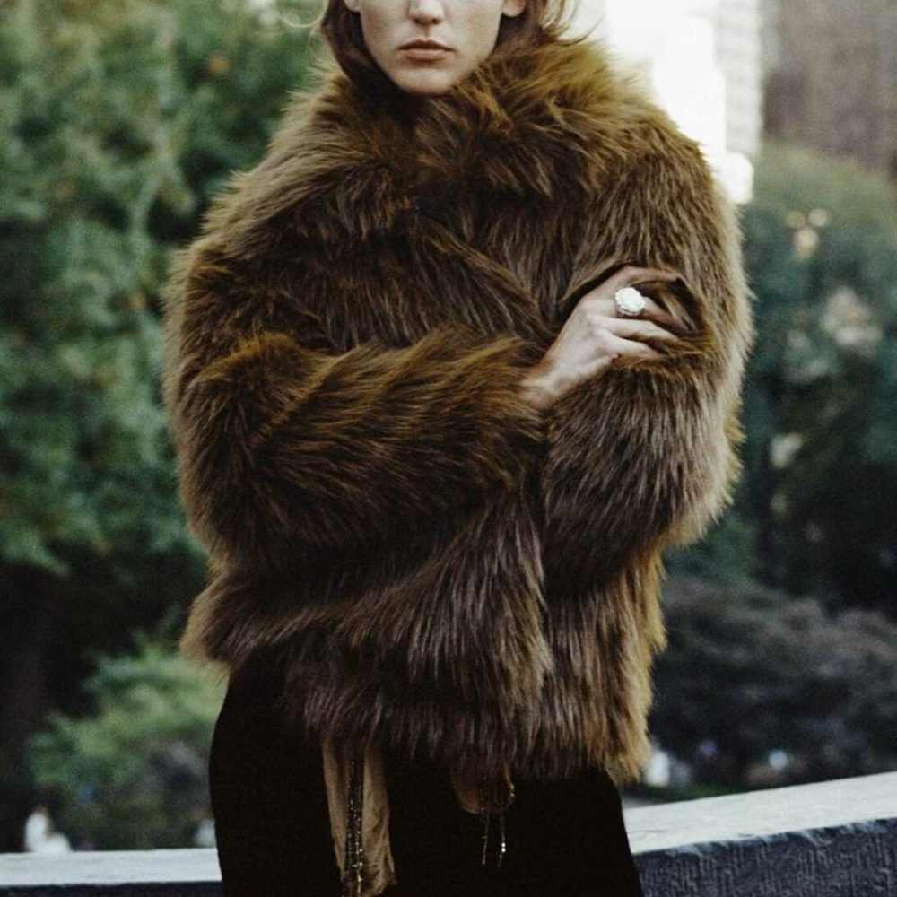 Women’s Artificial Fur Effect Short Overcoat Jacket