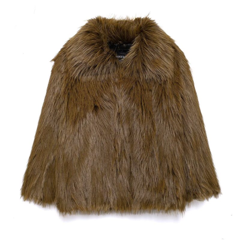 Women’s Artificial Fur Effect Short Overcoat Jacket - Image 2