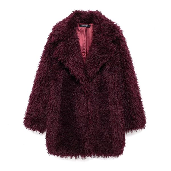 Winter Faux Fur Effect Mid-Length Coat for Women - Image 2