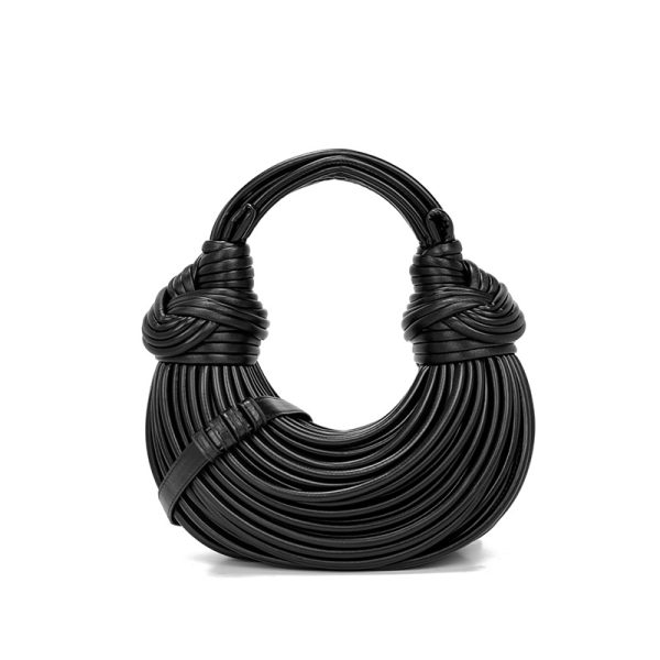 Handwoven Faux Leather Crescent Bag - Knotted Women’s Cloud Bag - Image 4