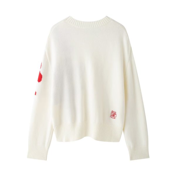 Fall Gold Scale Floral Embroidered Loose Sweater for Women - Image 3