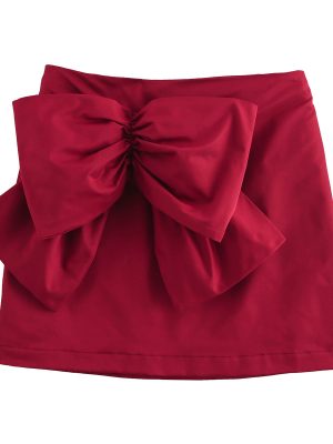 Sexy Bow Silk Mini Skirt for Autumn and Winter