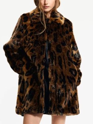 Fashionable Animal Pattern Plush Coat Jacket