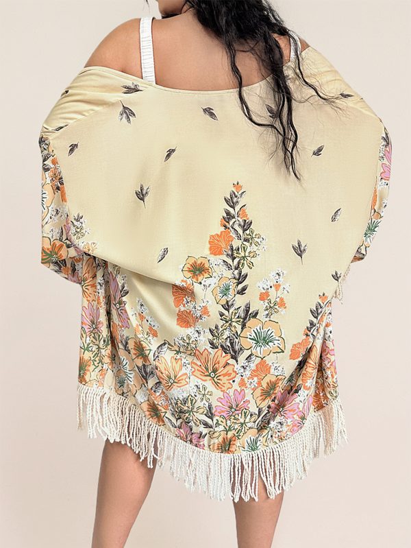 Plus Size Bohemian Printed Tassel Blouse Cardigan for Women - Image 4