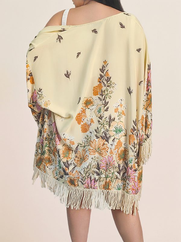 Plus Size Bohemian Printed Tassel Blouse Cardigan for Women - Image 5