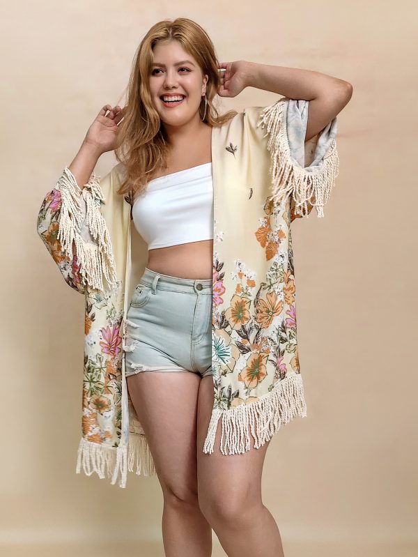 Plus Size Bohemian Printed Tassel Blouse Cardigan for Women - Image 7