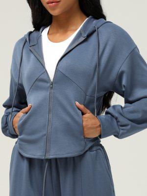 Hooded Casual Cardigan Sweater with Pockets for Women’s Yoga