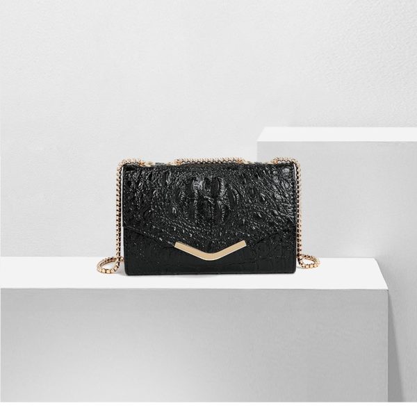 Women’s Crocodile Pattern Chain Bag - Fashionable Small Square Crossbody