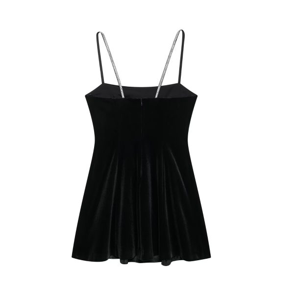 Autumn Velvet Slim Fit Mini Sling Dress for Women - Image 3