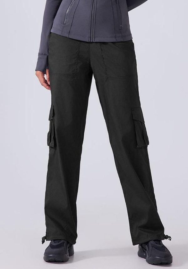 Outdoor Running Exercise Pants with Multi-Pocket Wide Legs