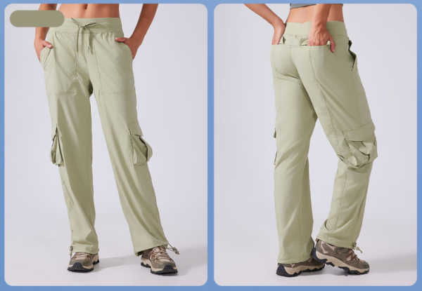 Outdoor Running Exercise Pants with Multi-Pocket Wide Legs - Image 2