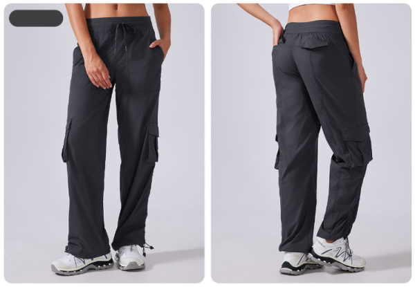 Outdoor Running Exercise Pants with Multi-Pocket Wide Legs - Image 3