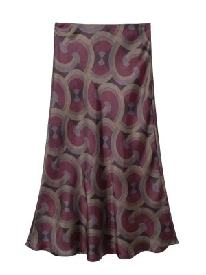 Autumn Printed Elegant Wild Midi Skirt