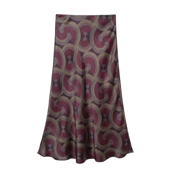 Autumn Printed Elegant Wild Midi Skirt