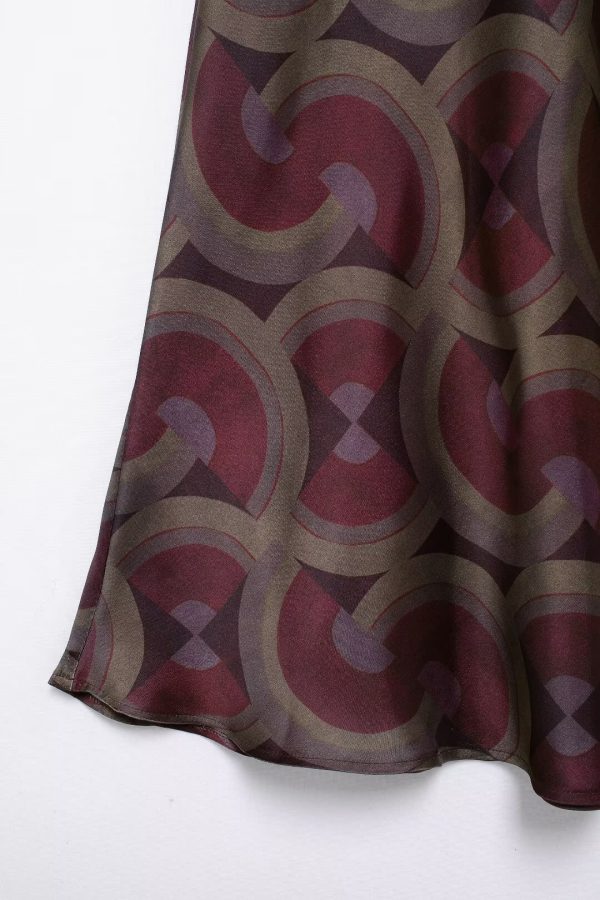 Autumn Printed Elegant Wild Midi Skirt - Image 4