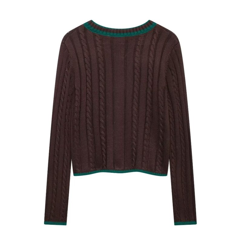 Winter Women’s Casual Long Sleeve V-Neck Cable Pattern Knitwear - Image 2