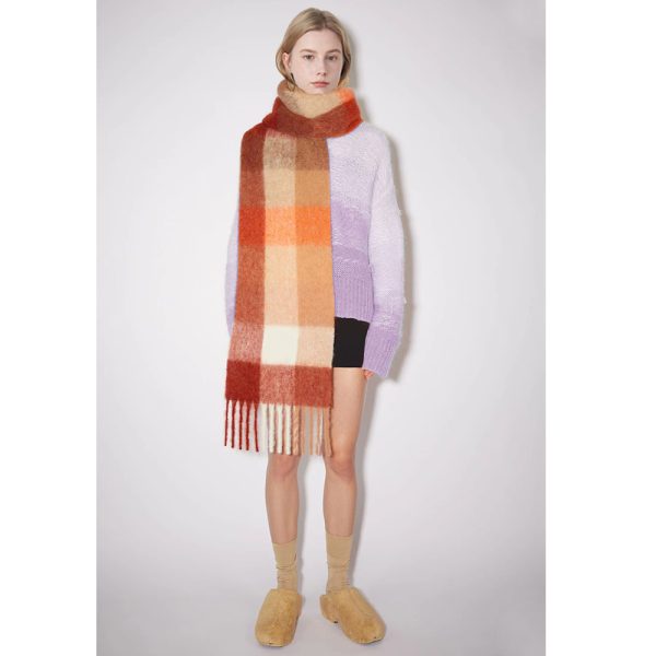 Women’s Rainbow Tassel Plaid Cashmere-Like Winter Scarf - Image 2