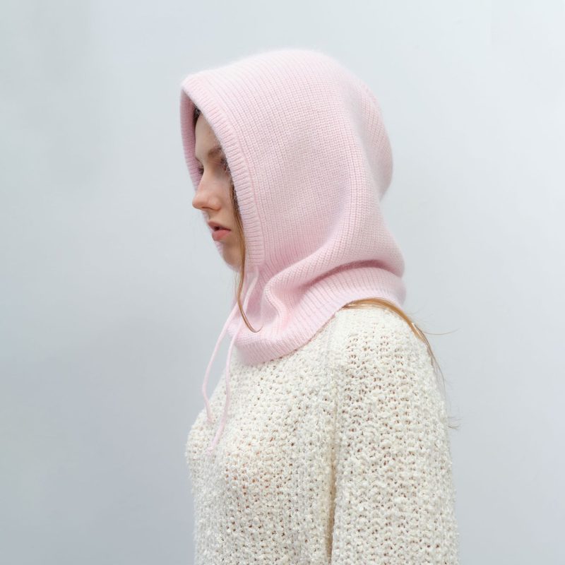 Women’s Solid Color Rabbit Fur Drawstring Winter Hat - Image 3