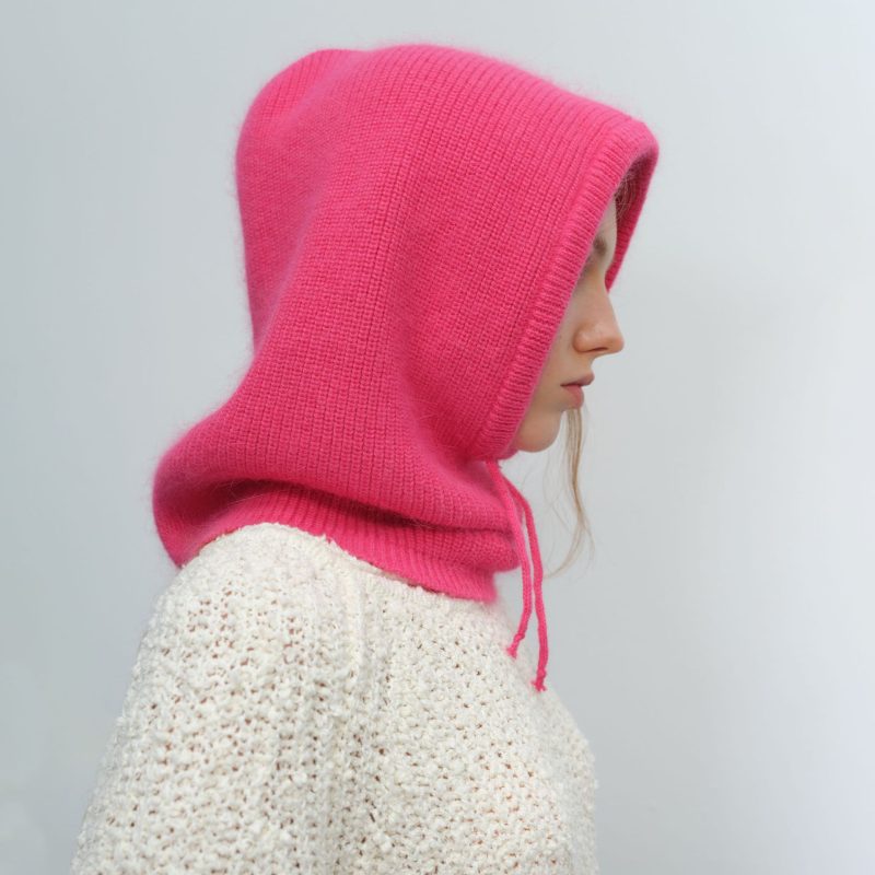 Women’s Solid Color Rabbit Fur Drawstring Winter Hat - Image 4