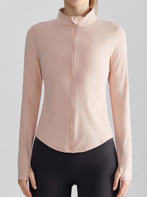 Women’s Slim Fit Zipped Stand Collar Fitness Sports Jacket