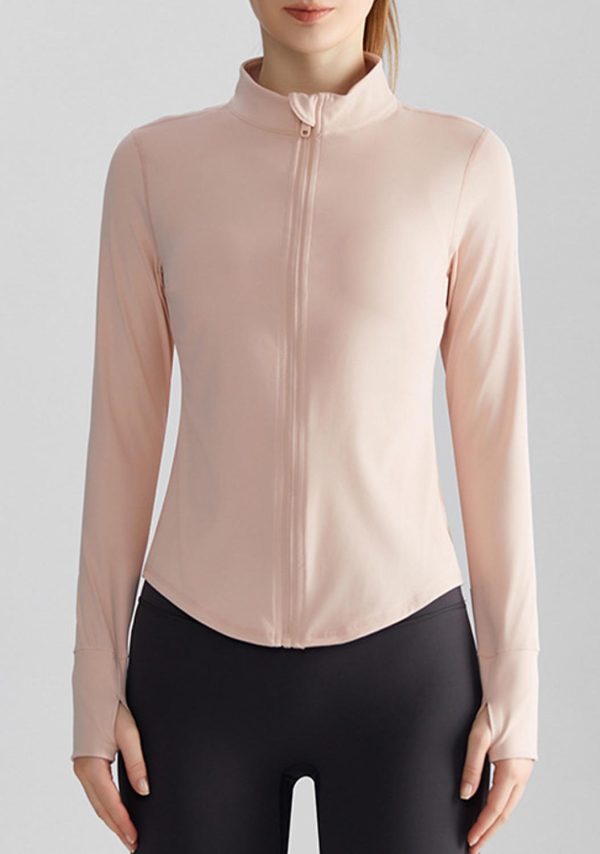 Women’s Slim Fit Zipped Stand Collar Fitness Sports Jacket